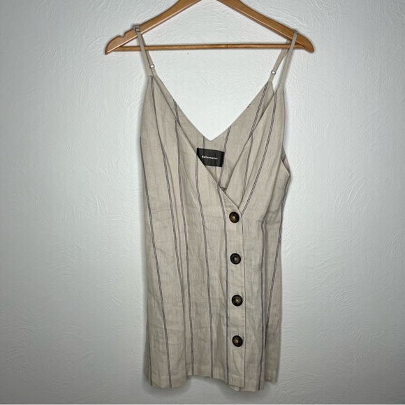 Reformation Cayman Mini Dress Cream Linen Button Down Tank Sleeveless Size M - Picture 4 of 15